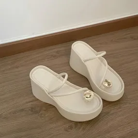 binfenxie 2024 Summer Chunky Women Clip Toe Slipper Fashion Elegant Platform Wedges Heel Slides Ladies Gladiator Beach Sandalias Flip Flop