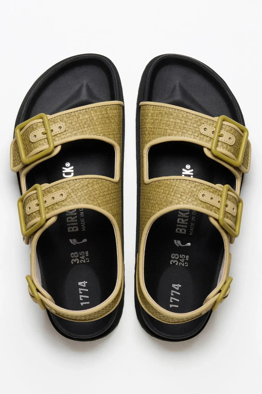Birkenstock 1774 Milano Raffia in Golden Olive