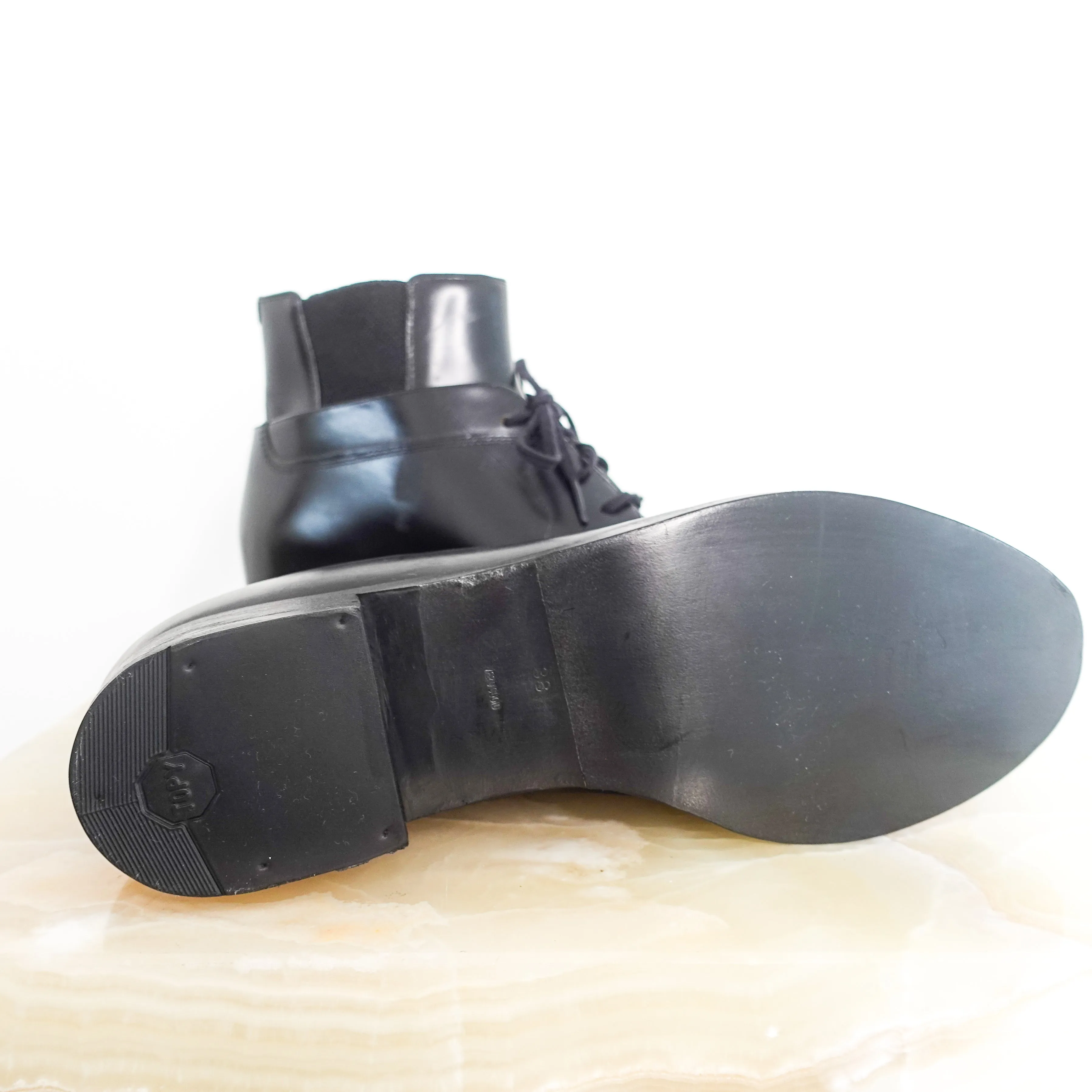 Black glossy leather ankle boots RRP £400