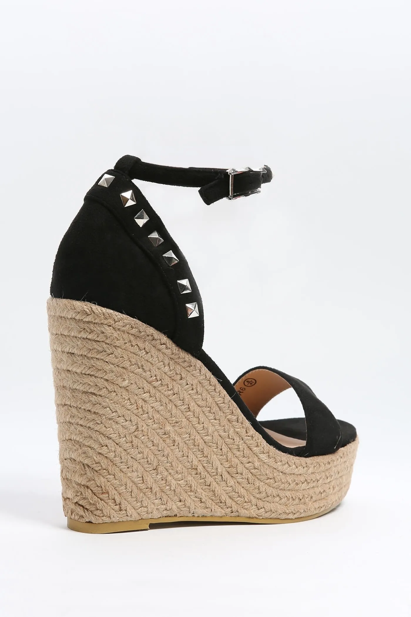 Black Plaited Wedge Sandals