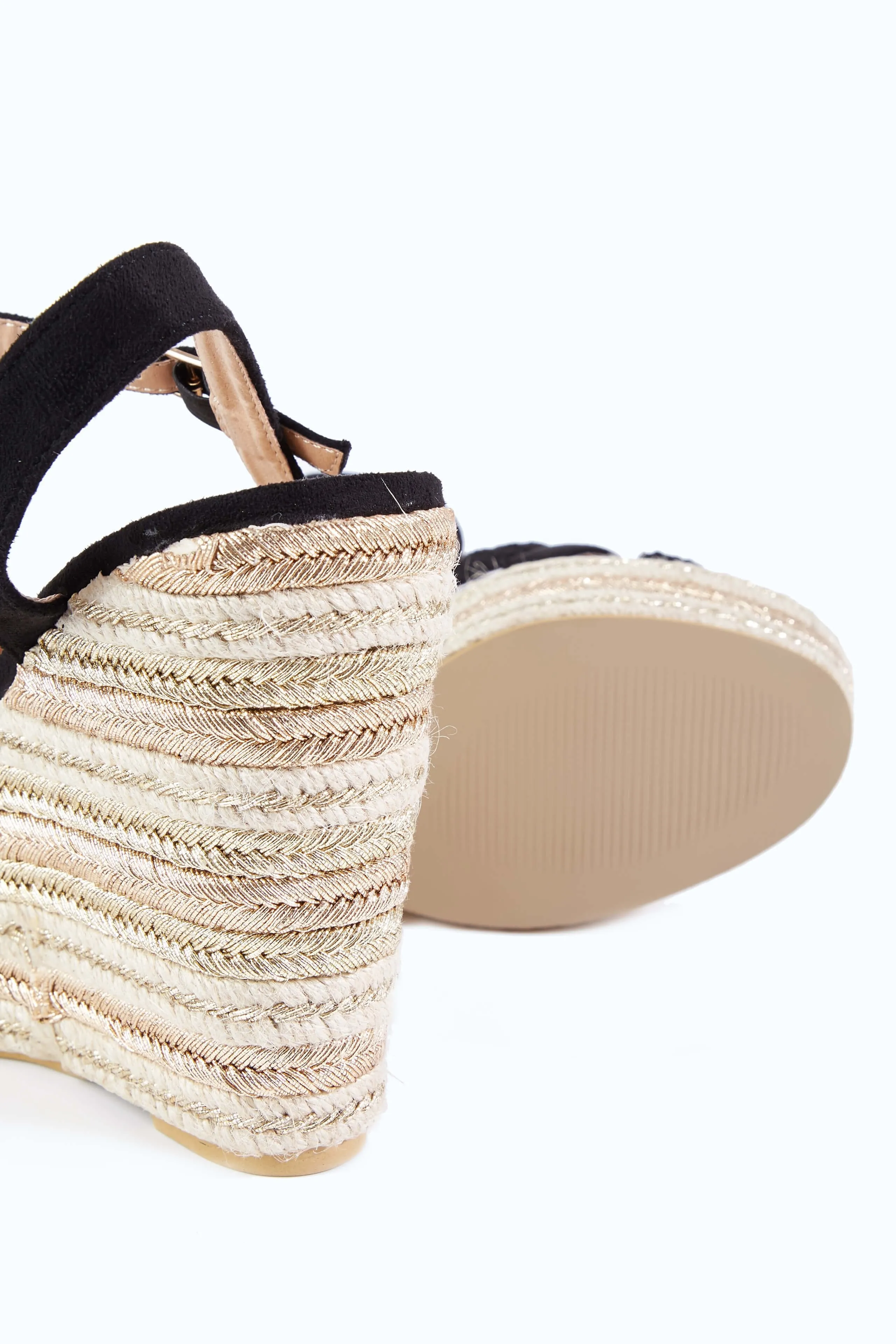 Black Plaited Wedge Sandals