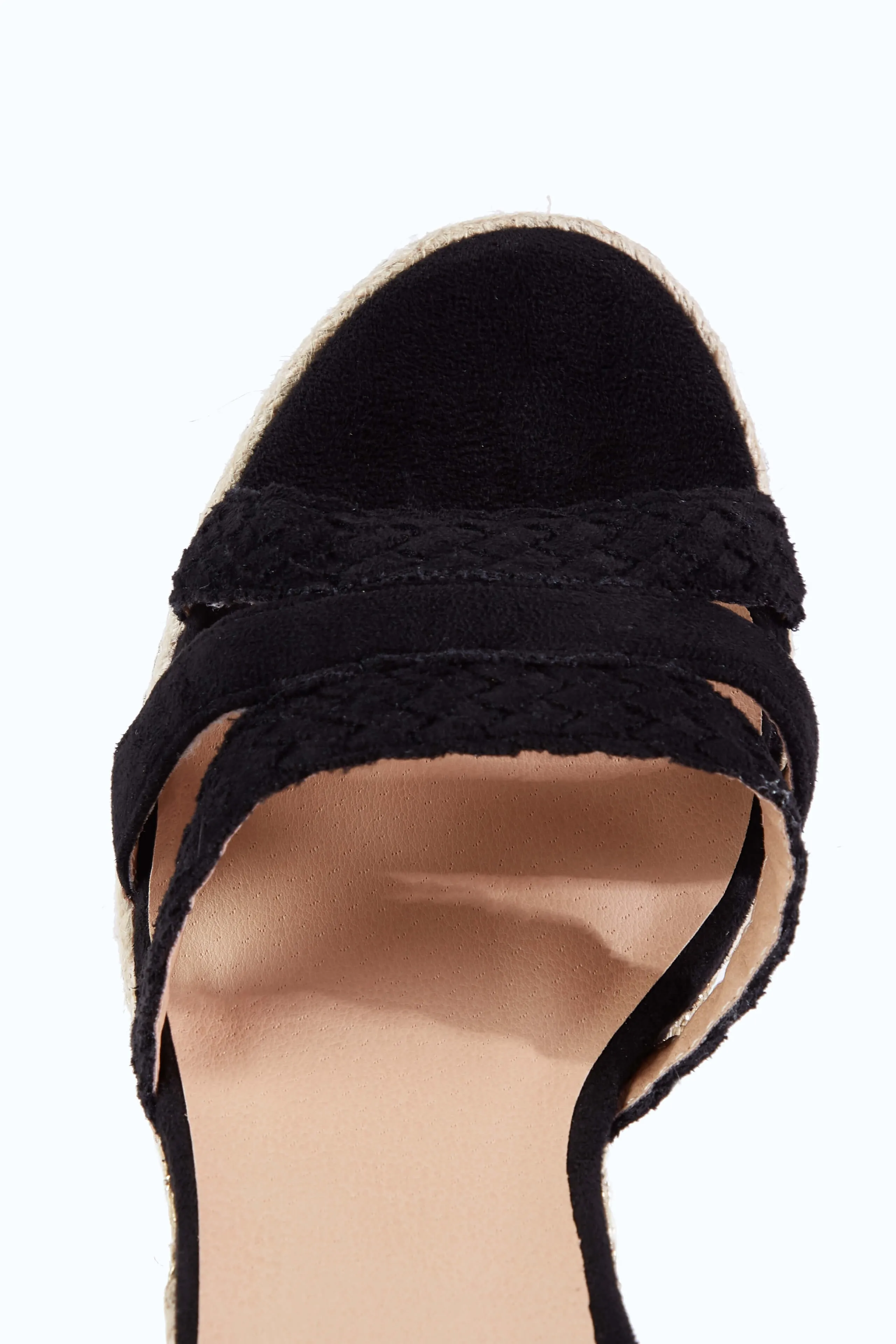 Black Plaited Wedge Sandals