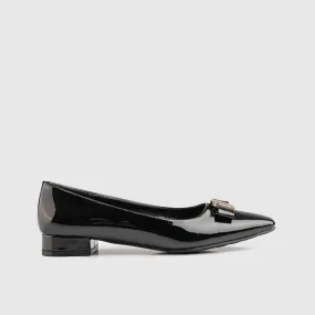 Block Heel Court Black Patent 10573