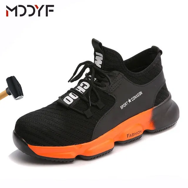 Breathable wrok shoes Men Safety Shoes lightweight Boots Steel Toe Cap Men Boots Indestructible Shoes Puncture-Proof Work Sneake
