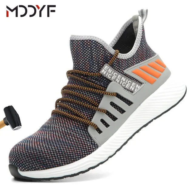 Breathable wrok shoes Men Safety Shoes lightweight Boots Steel Toe Cap Men Boots Indestructible Shoes Puncture-Proof Work Sneake