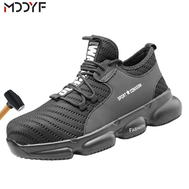 Breathable wrok shoes Men Safety Shoes lightweight Boots Steel Toe Cap Men Boots Indestructible Shoes Puncture-Proof Work Sneake