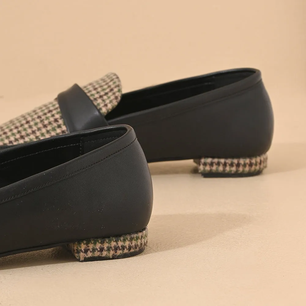 Cedar Houndstooth Square Toe Loafers Shoes