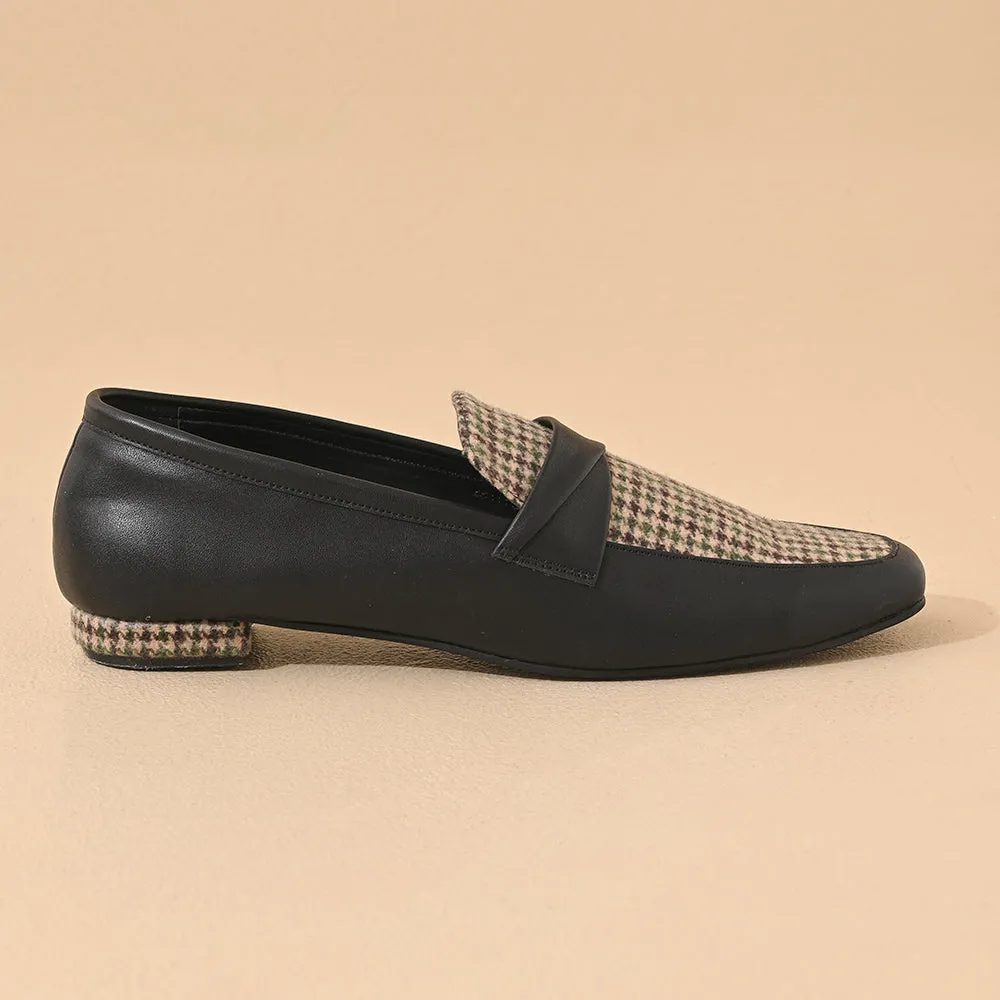 Cedar Houndstooth Square Toe Loafers Shoes
