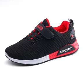 Children Sports Shoes Autumn Boys Girls Anti-slip Patchwork Net Breathable Kids Sneakers Infant Child Running Shoe Black Red