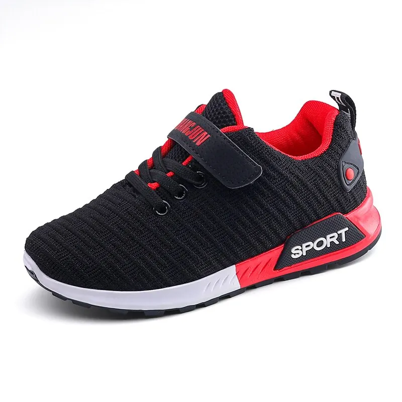 Children Sports Shoes Autumn Boys Girls Anti-slip Patchwork Net Breathable Kids Sneakers Infant Child Running Shoe Black Red