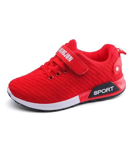 Children Sports Shoes Autumn Boys Girls Anti-slip Patchwork Net Breathable Kids Sneakers Infant Child Running Shoe Black Red