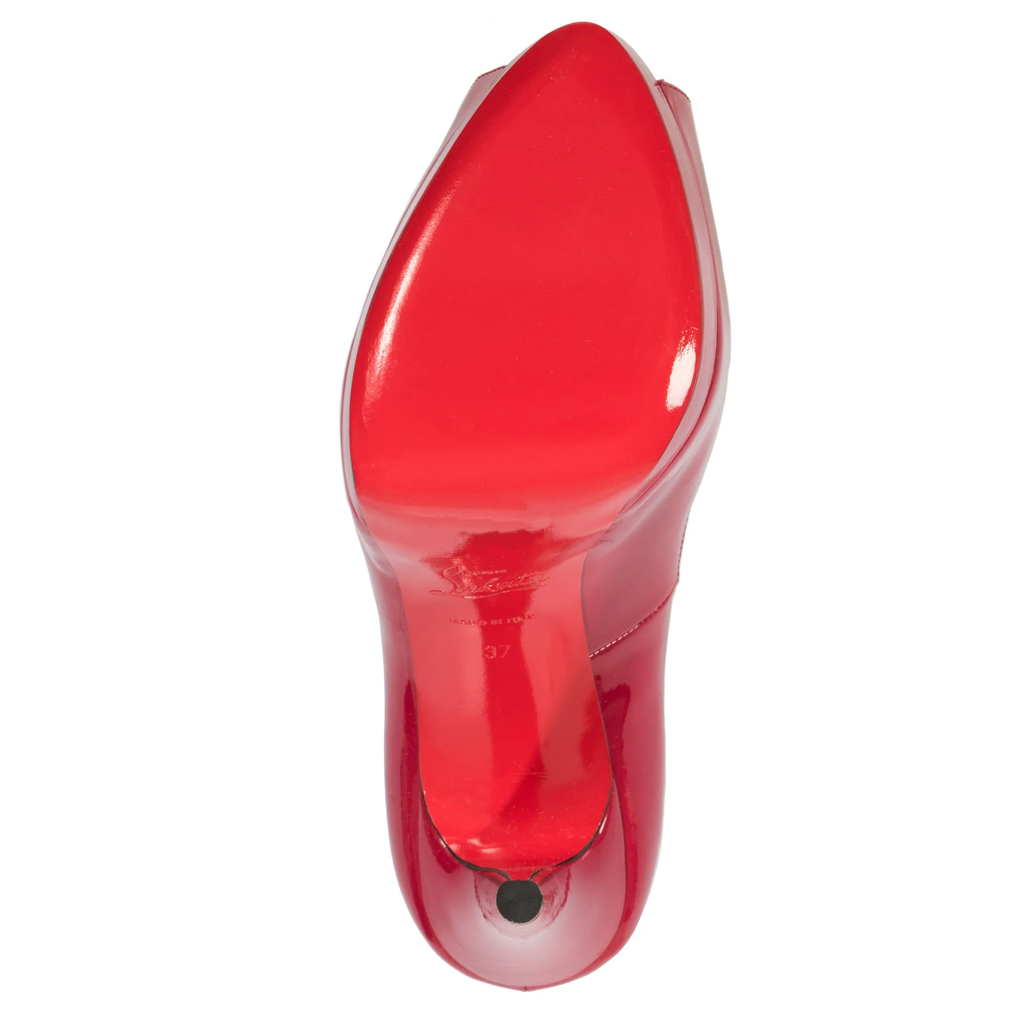 Christian Louboutin Palais Royal Red Bisou Patent Leather 120mm Platform Pump