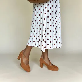 Clare Wide Fit Platform Courts - Tan Suede