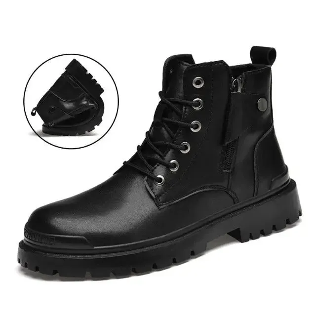 Distinguished retro style leather boots