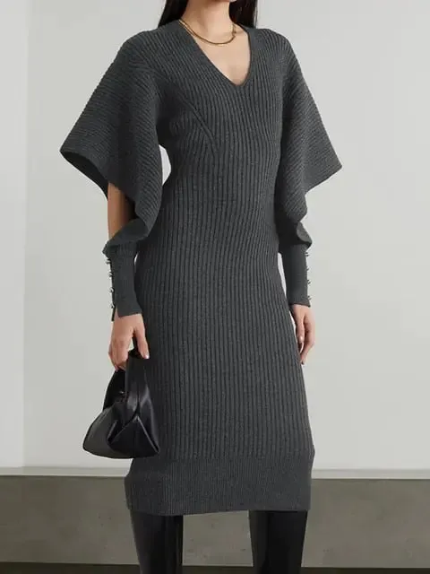 Dramatic Shoulder Knit Dress