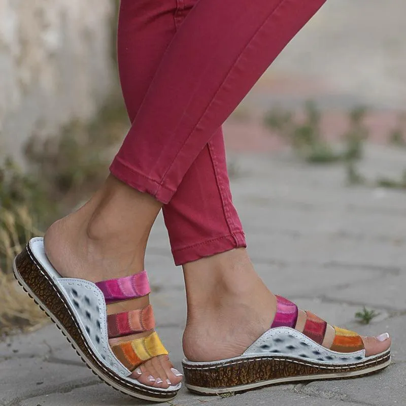 elveswallet Casual Summer Color Comfy Wedge Sandals