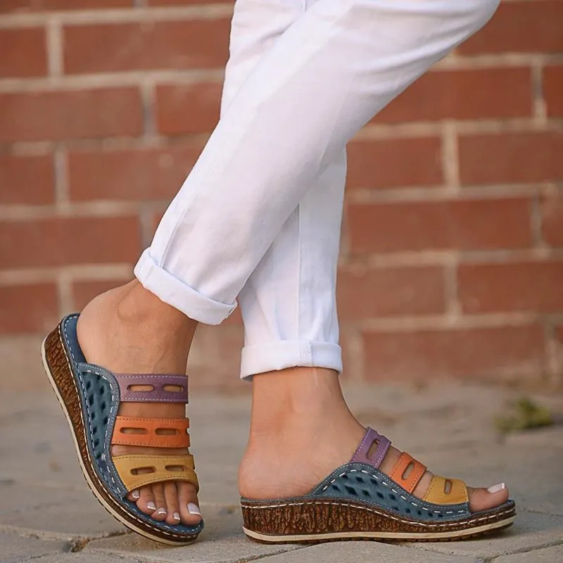 elveswallet Casual Summer Color Comfy Wedge Sandals