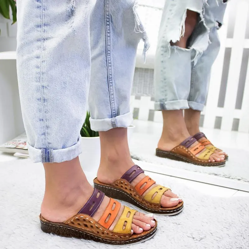 elveswallet Casual Summer Color Comfy Wedge Sandals