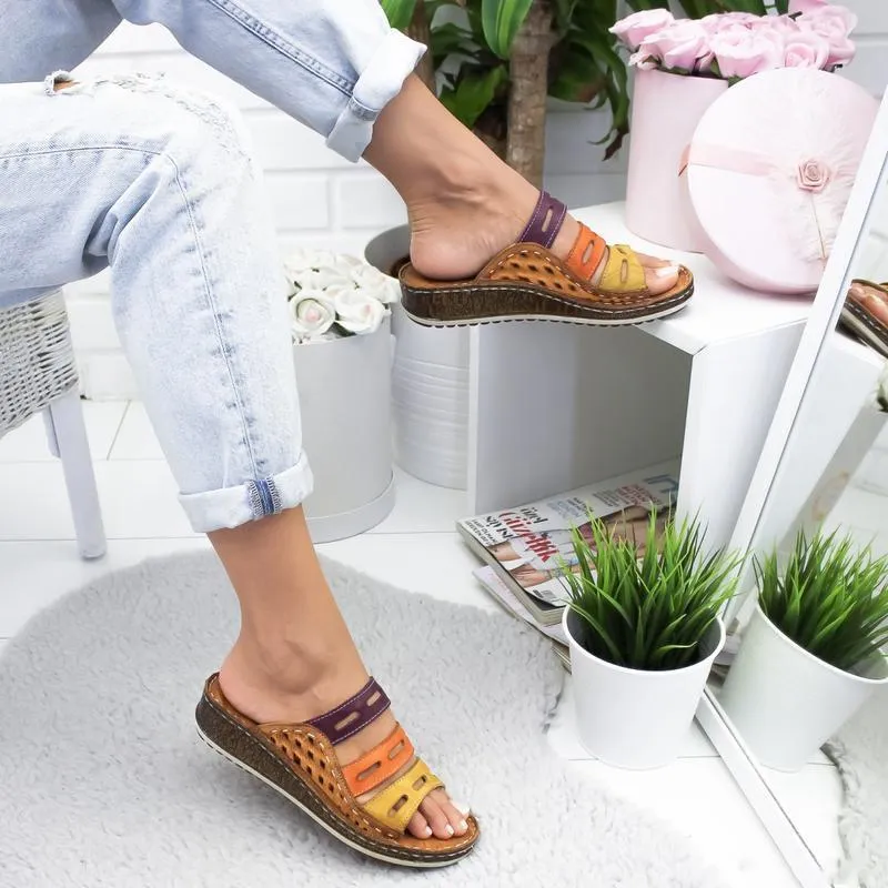 elveswallet Casual Summer Color Comfy Wedge Sandals