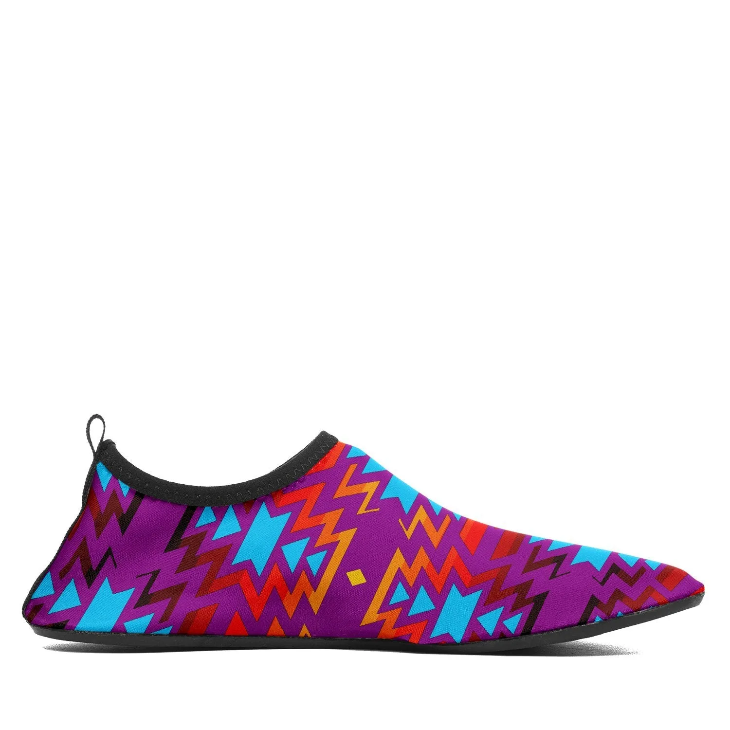 Fire Colors and Turquoise Purple Sockamoccs Slip On Shoes