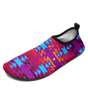 Fire Colors and Turquoise Purple Sockamoccs Slip On Shoes