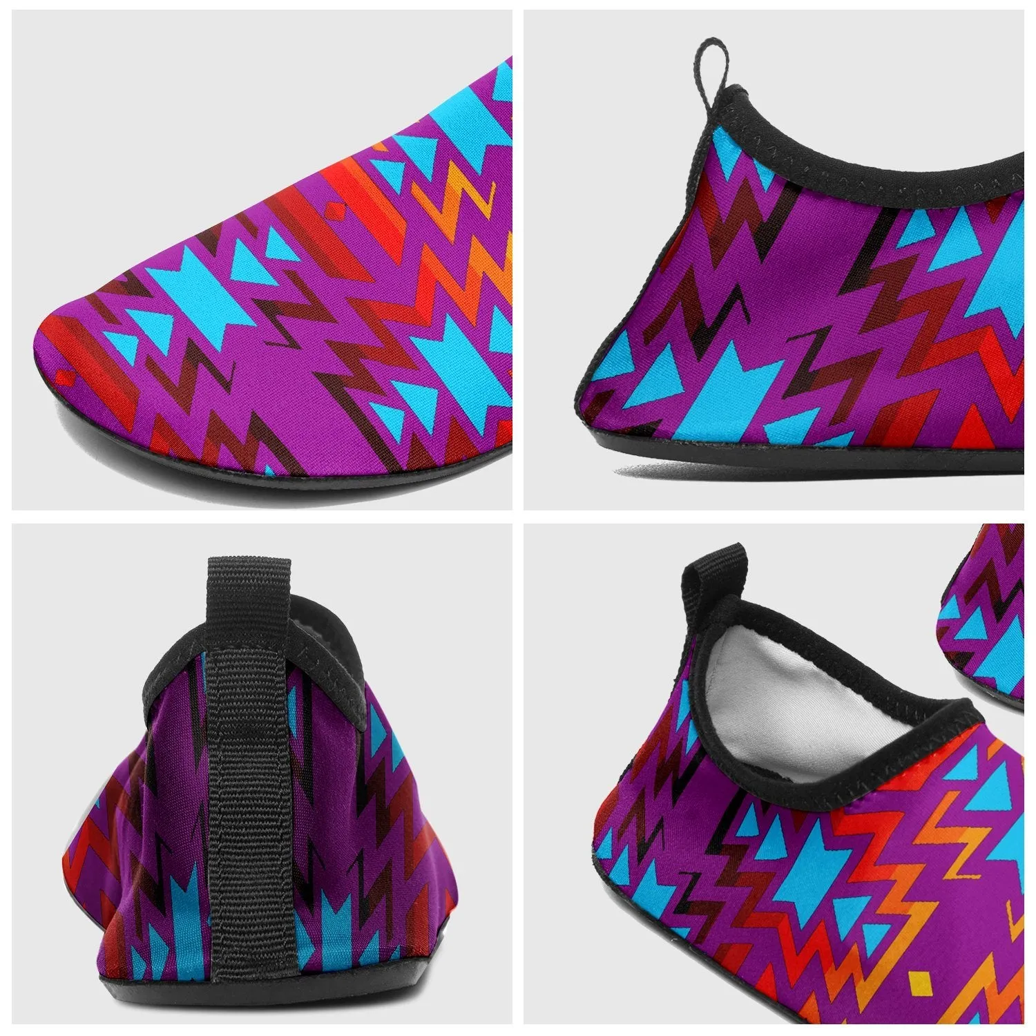 Fire Colors and Turquoise Purple Sockamoccs Slip On Shoes