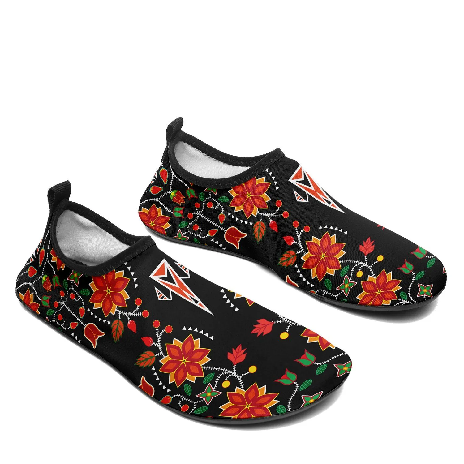 Floral Beadwork Six Bands Sockamoccs Slip On Shoes