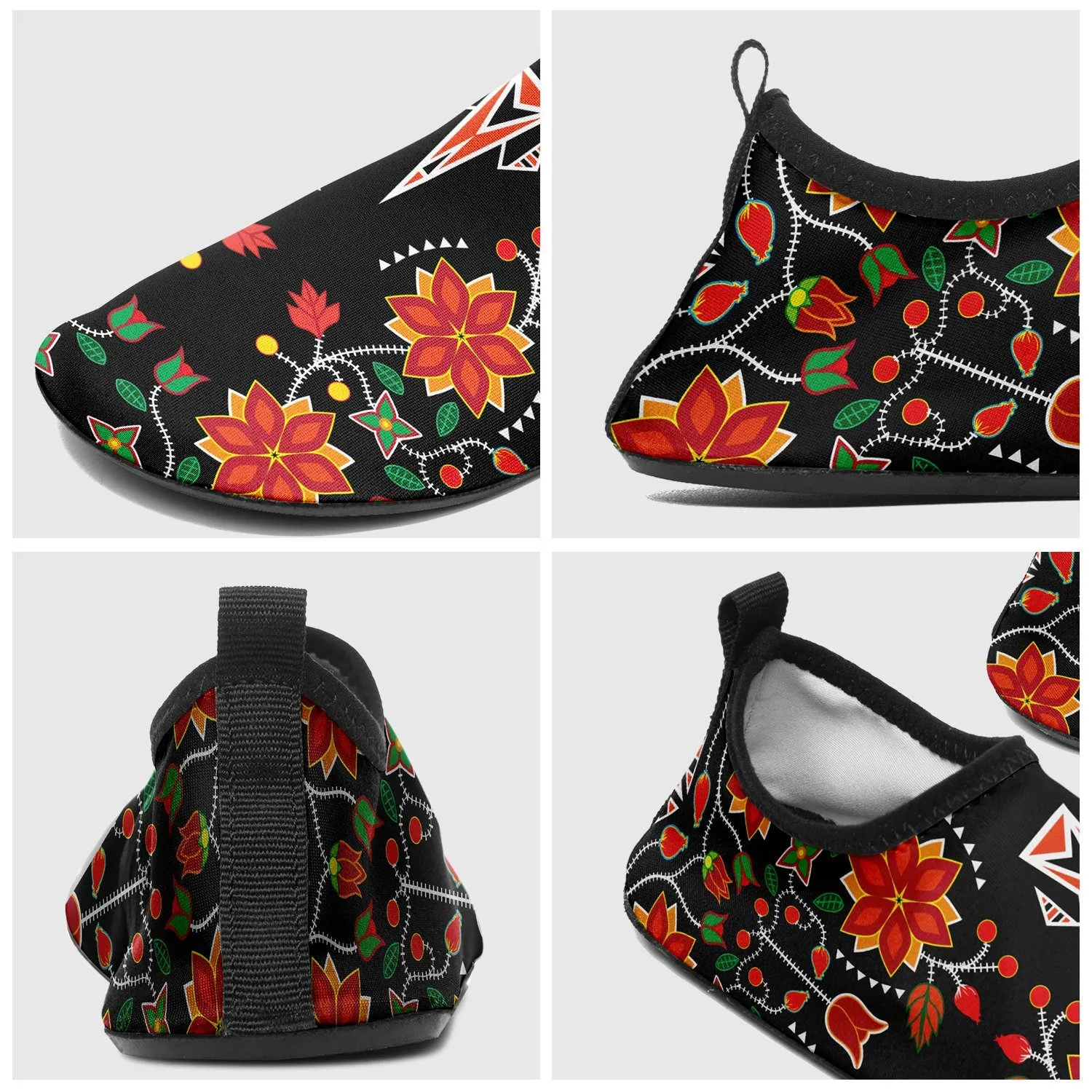 Floral Beadwork Six Bands Sockamoccs Slip On Shoes