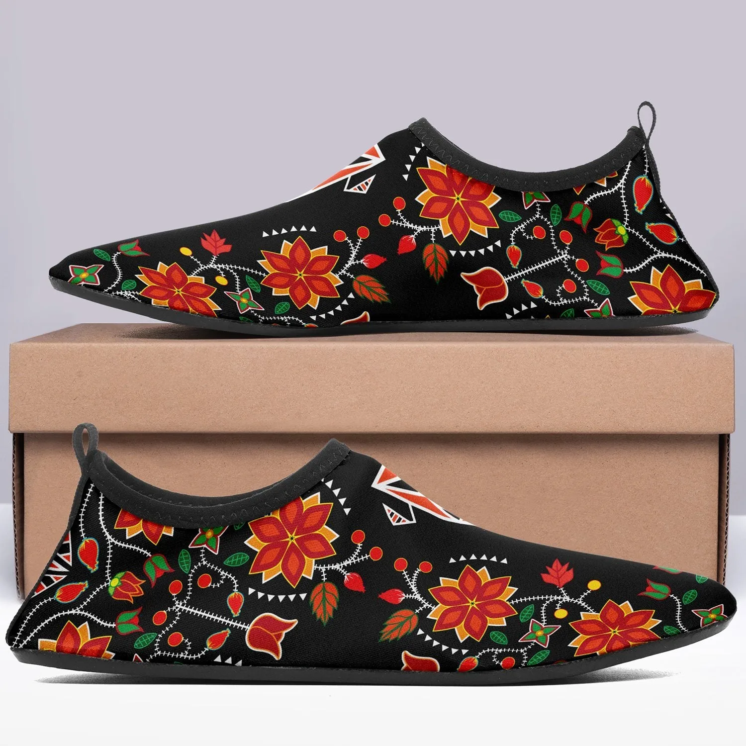 Floral Beadwork Six Bands Sockamoccs Slip On Shoes