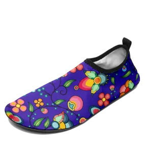 Floral Bounty Blue Kid's Sockamoccs Slip On Shoes