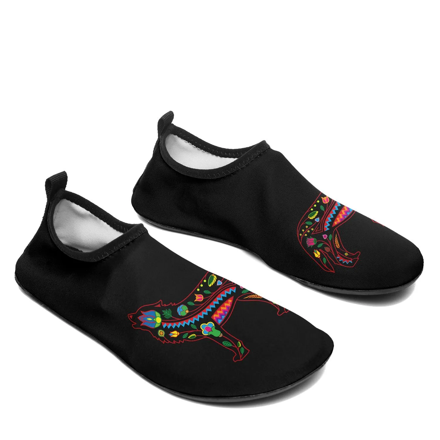 Floral Wolf Sockamoccs Slip On Shoes