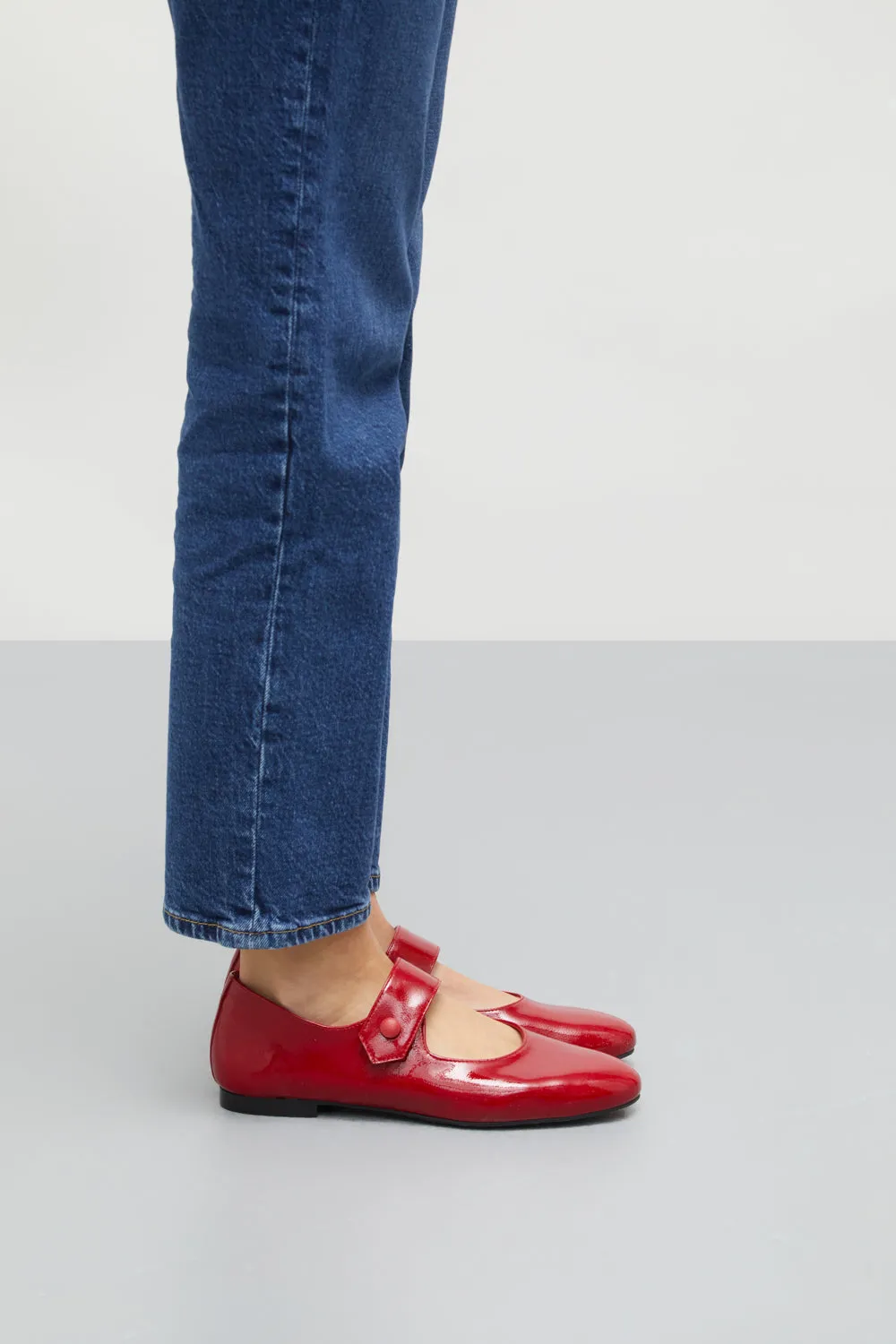 Greta Mary Janes in Red Patent Leather