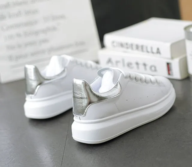Hot Men's White Sneakers Women's Fashion Vulcanize Shoes size 36-44 High quality HIP HOP Shoes Platform Lace-up running Shoe