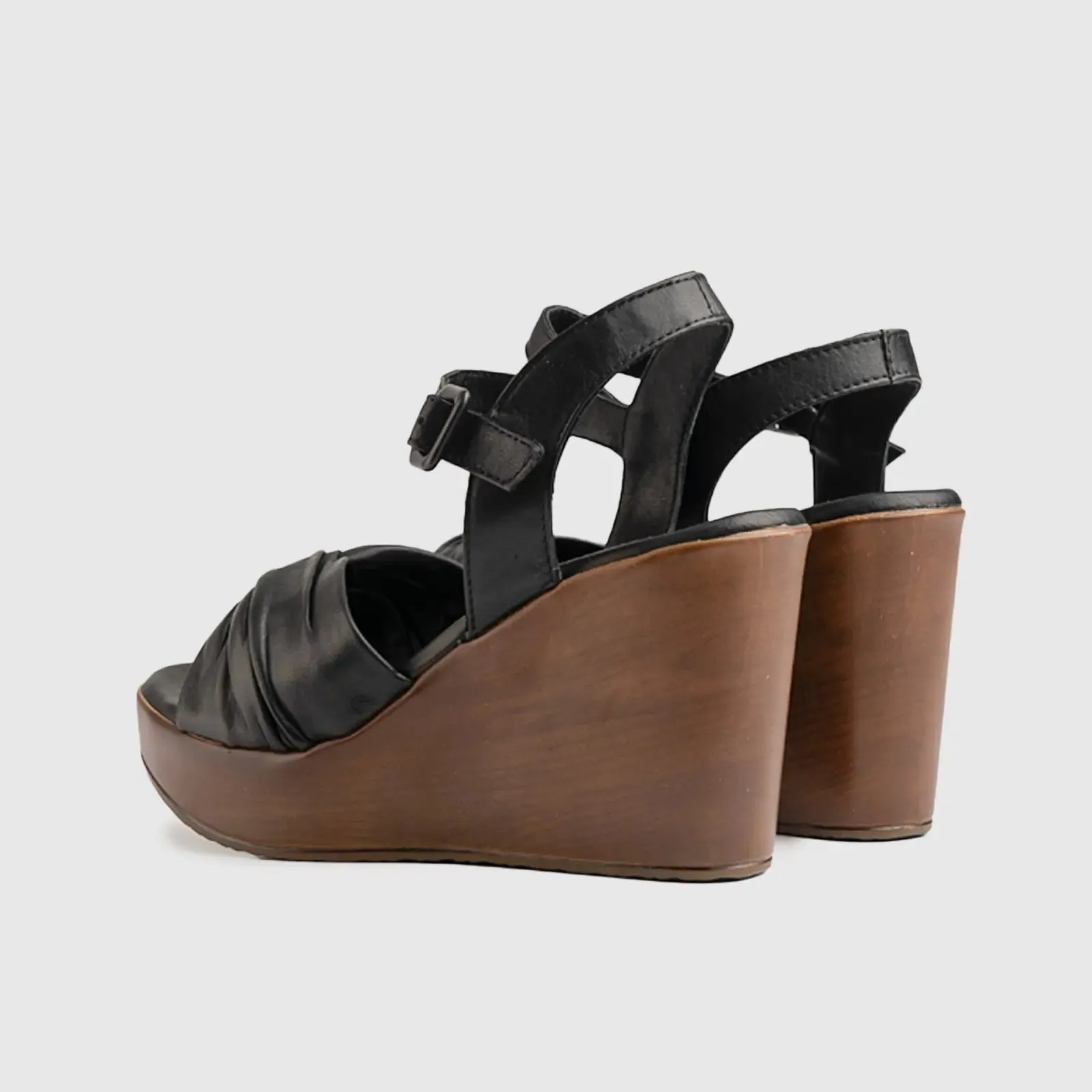Leather Comfort Wedges Black 10811