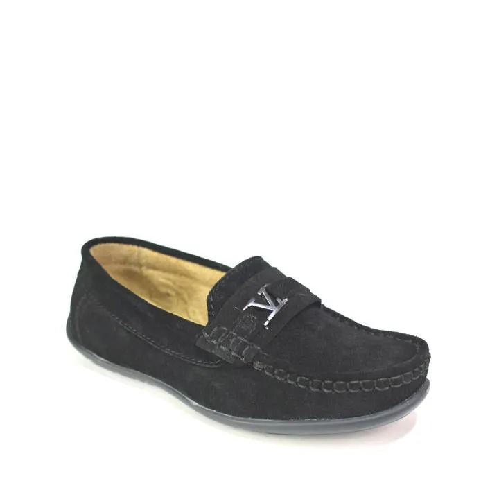 Loafers for Boys Black Suede