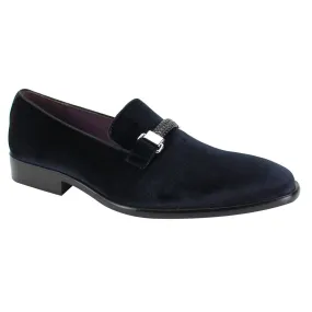 Mens Black Velvet Slip On Dress Loafers w/ Braided Detail After Midnight 6753