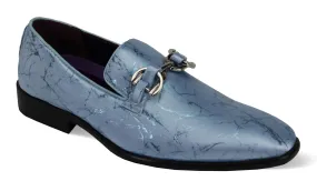 Mens Dressy Sky Blue Loafers Shiny Silver Chain Buckle After Midnight 6948