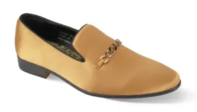 Mens Elegant Formal Gold Satin Textile Loafers Dress Shoes After Midnight 6978