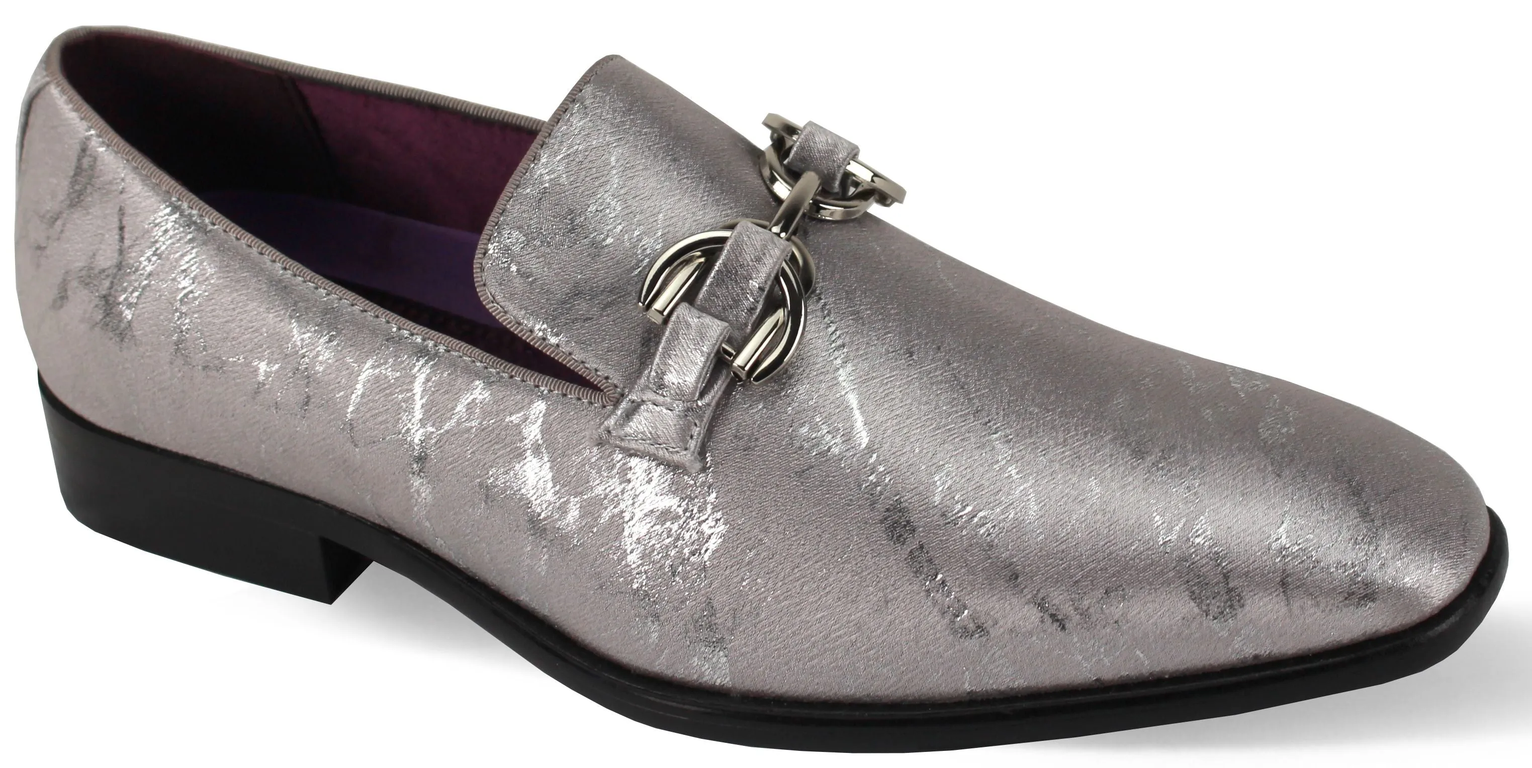Mens Silver Gray Classy Showy Fabric Formal Loafers Dress Shoes After Midnight 6948