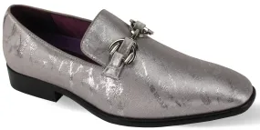 Mens Silver Gray Classy Showy Fabric Formal Loafers Dress Shoes After Midnight 6948