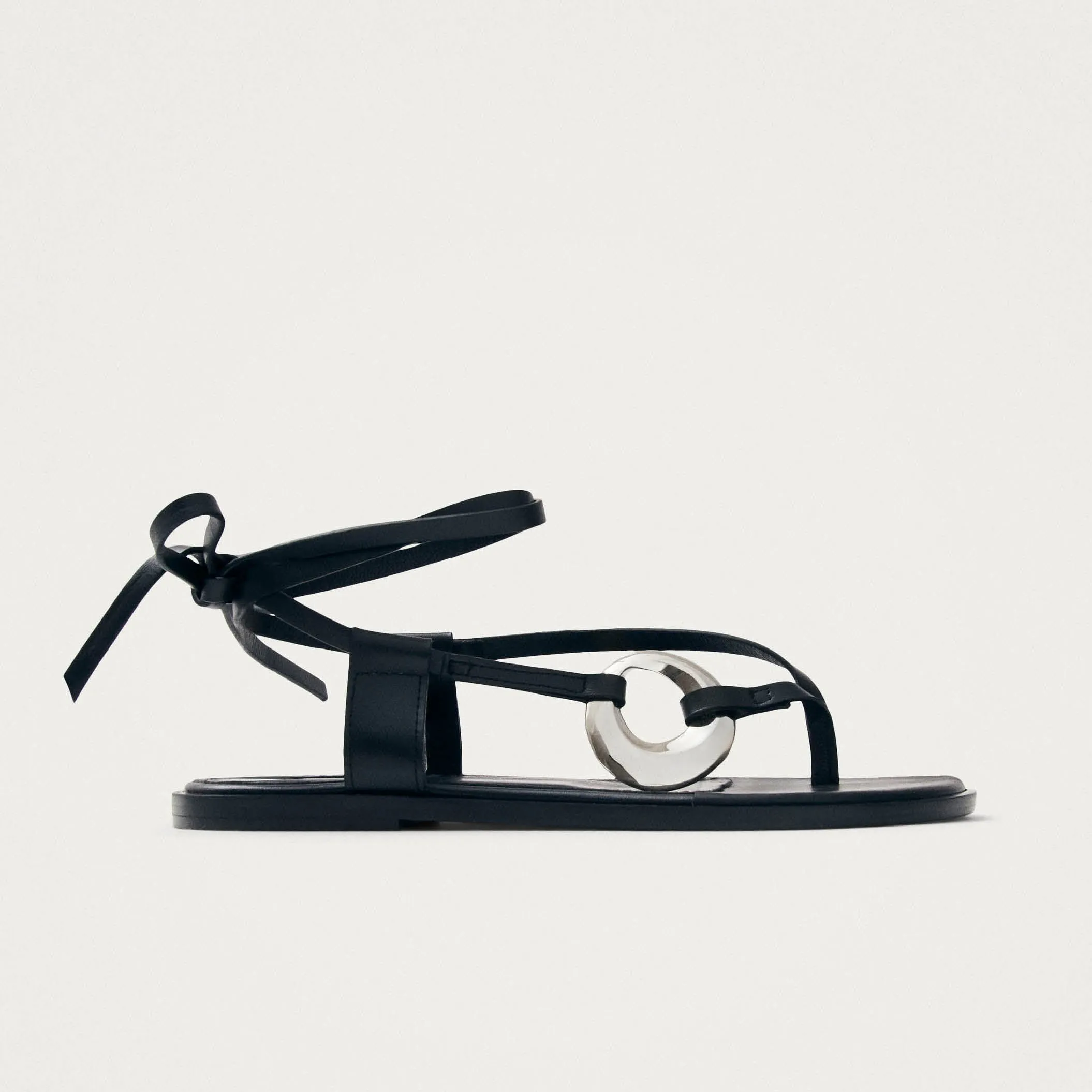 Morosia Black Leather Sandals