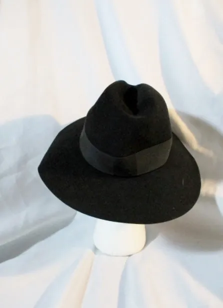 NEW NWT SAINT LAURENT PARIS RABBIT FUR FELT Hat Brim 56 S BLACK