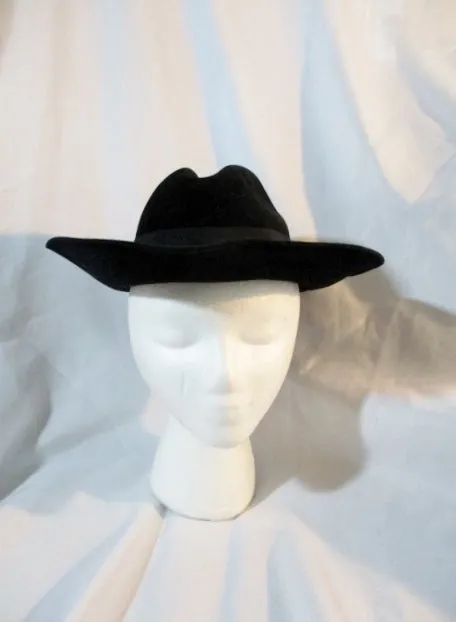 NEW NWT SAINT LAURENT PARIS RABBIT FUR FELT Hat Brim 56 S BLACK