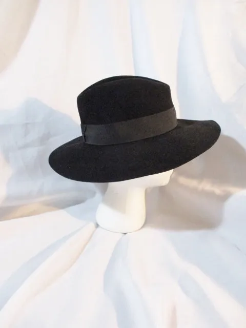 NEW NWT SAINT LAURENT PARIS RABBIT FUR FELT Hat Brim 56 S BLACK