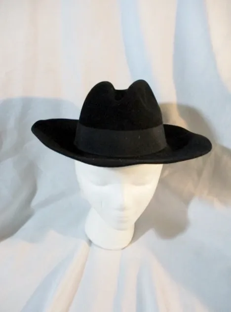 NEW NWT SAINT LAURENT PARIS RABBIT FUR FELT Hat Brim 56 S BLACK