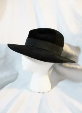 NEW NWT SAINT LAURENT PARIS RABBIT FUR FELT Hat Brim 56 S BLACK