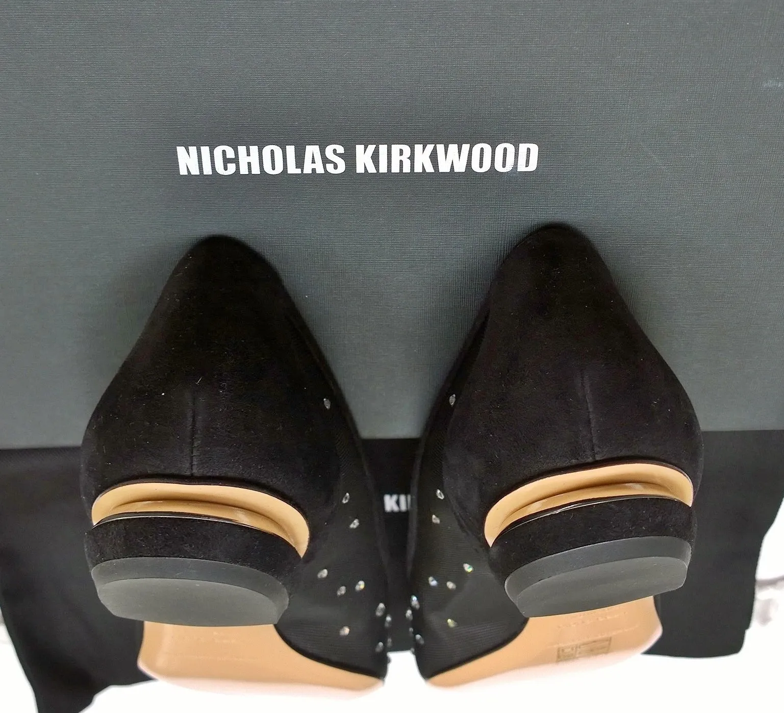 Nicholas Kirkwood Black Mesh Rhinestone Flats