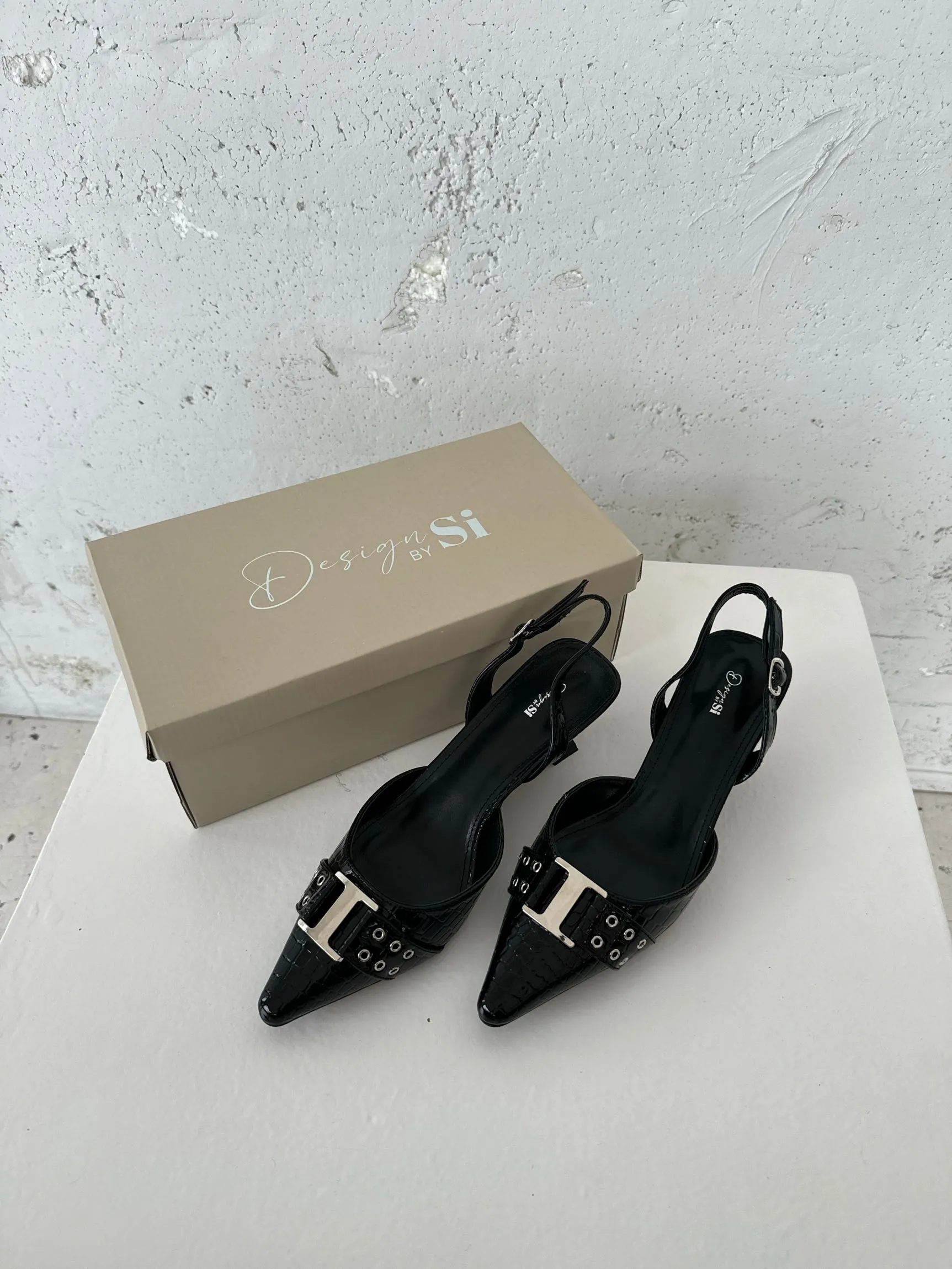 Nida slingback heels with buckle - Black