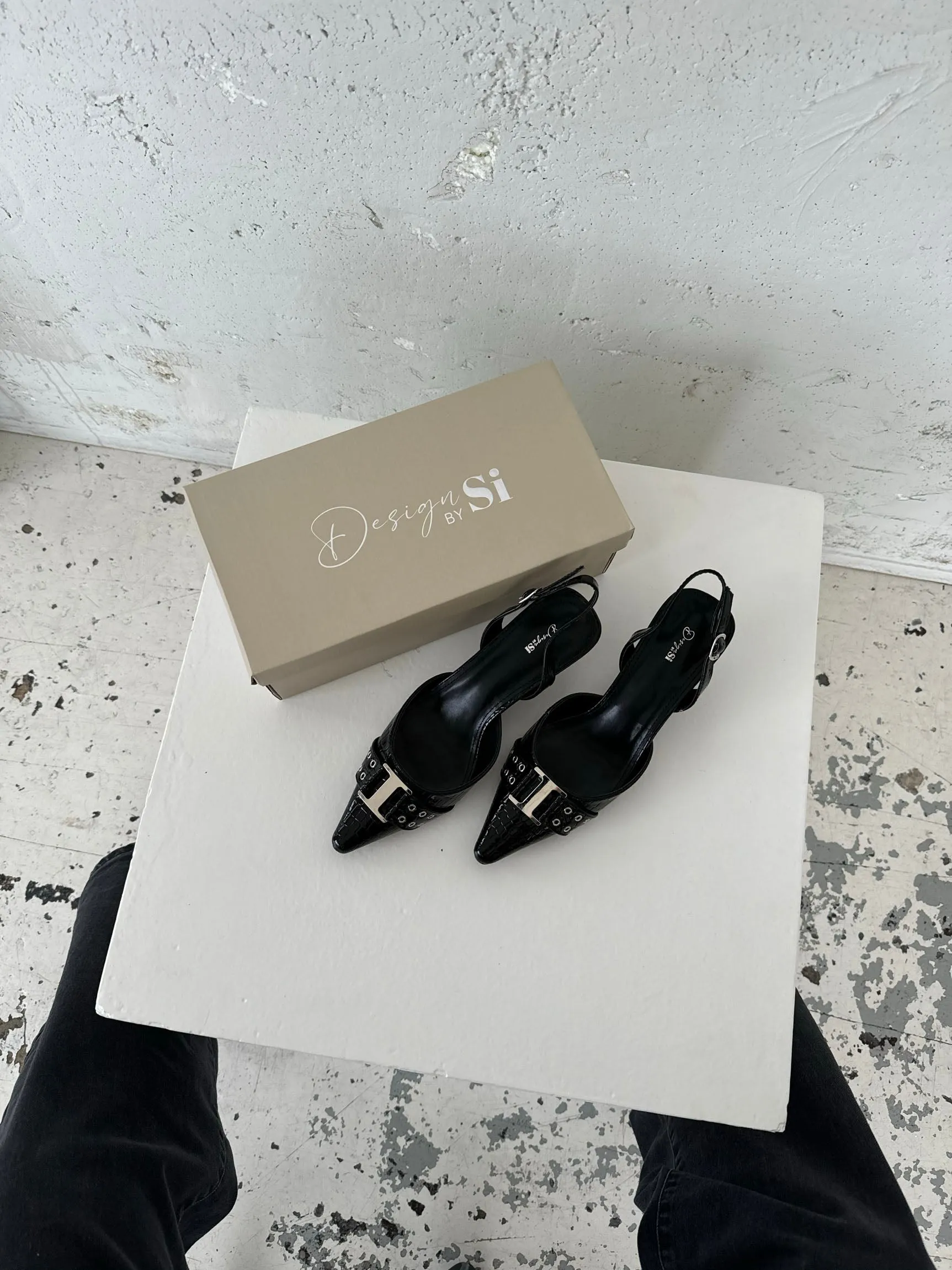 Nida slingback heels with buckle - Black