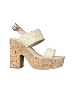 Outside Raffia Platform Wedge Heel
